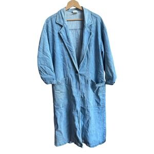 Vintage Denim‎ Trench Coat Duster Jacket Made In U.S.A Stuffed Shirt Brand M